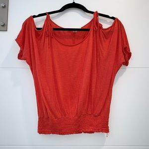 Cut Out Shoulder Crop Top